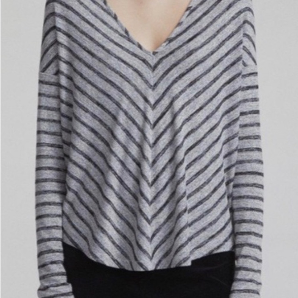 Rag & Bone Striped Hudson V-Neck Jersey Sweater Size S - Picture 3 of 6